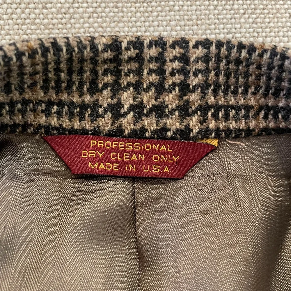 CORBIN LTD Made in USA Vintage Bold Check Print Wool Jacket in‎ Browns Size 42 R